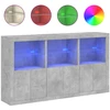 Šoninė spintelė su LED lemputėmis, betono pilka, 181,5x37x100cm