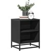Spintelės prie lovos 2 vnt Juodos 40x31x50cm Mediena ir metalas