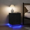 Spintelės prie lovos su LED lemputėmis 2 vnt Juodos 38x34x50 cm