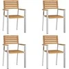 Sodo Kėdė 4 pcs Standus teisinis medis ir nerūdijantis plienas