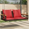 Lauko baldų komplektas Sūpynės-suoliukas su pagalvėmis, rudas, 109x62x40cm, ratanas