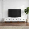 TV staliukas Televizoriaus spintelė su stalčių Balta 147 x 34,5 x 30 cm