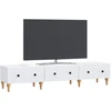 TV staliukas Televizoriaus spintelė su stalčių Balta 147 x 34,5 x 30 cm