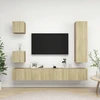 TV staliukas Televizoriaus spintelių komplektas, 5 dalių, ąžuolo, mediena