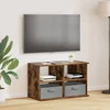 TV staliukas Televizoriaus stovas su stalčių Rūkyta ąžuolas 79 x 40 x 48 cm
