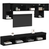 TV staliukas Televizorių sieniniai baldai su LED 6 vnt. Juodas ąžuolas