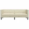 Trivietė chesterfield sofa, kreminės spalvos, dirbtinė oda