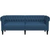Trivietė chesterfield sofa, mėlynos spalvos, audinys