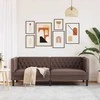 Trivietė chesterfield sofa, rudos spalvos, dirbtinė oda