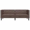 Trivietė chesterfield sofa, rudos spalvos, dirbtinė oda