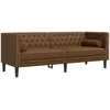 Trivietė chesterfield sofa su pagalvėlėmis, ruda, dirbtinė oda