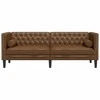 Trivietė chesterfield sofa su pagalvėlėmis, ruda, dirbtinė oda