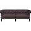 Trivietė chesterfield sofa, tamsiai rudos spalvos, audinys