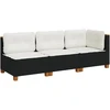 Trivietė sodo sofa su pagalvėlėmis, juodos spalvos, poliratanas