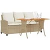 Trivietė sodo sofa su staliuku ir pagalvėlėmis, smėlio spalvos
