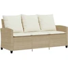 Trivietė sodo sofa su staliuku ir pagalvėlėmis, smėlio spalvos
