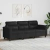 Trivietė sofa, juodos spalvos, 180cm, mikropluošto audinys
