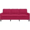 Trivietė sofa, raudonojo vyno spalvos, 180cm, aksomas
