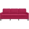Trivietė sofa, raudonojo vyno spalvos, 180cm, aksomas