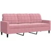Trivietė sofa, rožinės spalvos, 180cm, aksomas