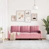 Trivietė sofa, rožinės spalvos, 180cm, aksomas