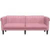Trivietė sofa, rožinės spalvos, aksomas