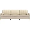 Trivietė sofa su pagalvėlėmis, kreminės spalvos, 210cm, audinys