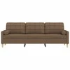 Trivietė sofa su pagalvėlėmis, rudos spalvos, 210cm, audinys