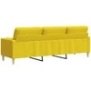 Trivietė sofa su pagalvėlėmis, šviesiai geltona, 210cm, audinys