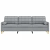 Trivietė sofa su pagalvėlėmis, šviesiai pilka, 210cm, audinys