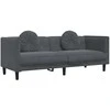 Trivietė sofa su pagalvėlėmis, tamsiai pilkos spalvos, aksomas