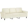 Trivietė sofa su pakoja, kreminės spalvos, 180cm, aksomas