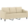 Trivietė sofa su pakoja, kreminės spalvos, 180cm, audinys