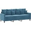 Trivietė sofa su pakoja, mėlynos spalvos, 180cm, aksomas