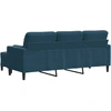 Trivietė sofa su pakoja, mėlynos spalvos, 180cm, aksomas