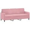 Trivietė sofa su pakoja, rožinės spalvos, 180cm, aksomas