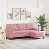 Trivietė sofa su pakoja, rožinės spalvos, 180cm, aksomas