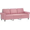 Trivietė sofa su pakoja, rožinės spalvos, 180cm, aksomas