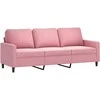 Trivietė sofa su pakoja, rožinės spalvos, 180cm, aksomas