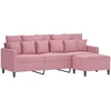 Trivietė sofa su pakoja, rožinės spalvos, 180cm, aksomas