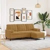 Trivietė sofa su pakoja, rudos spalvos, 180cm, aksomas