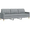 Trivietė sofa, šviesiai pilkos spalvos, 210cm, audinys