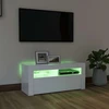 TV staliukas TV spintelė su LED apšvietimu, balta, 90x35x40cm, blizgi