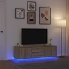 TV staliukas TV spintelė su LED lemputėmis, ąžuolo spalvos, 160,5x41x50 cm