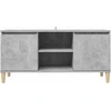 TV staliukas TV spintelė su medinėmis kojelėmis, betono pilka, 103,5x35x50cm