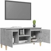 TV staliukas TV spintelė su medinėmis kojelėmis, betono pilka, 103,5x35x50cm