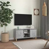 TV staliukas TV spintelė su medinėmis kojelėmis, betono pilka, 103,5x35x50cm