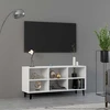 TV staliukas TV spintelė su metalinėmis kojelėmis, balta, 103,5x30x50cm