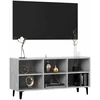 TV staliukas TV spintelė su metalinėmis kojelėmis, pilka, 103,5x30x50cm