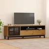 TV staliukas TV spintelė su stiklinėmis durelėmis FLAM, 158x40x50cm, pušis